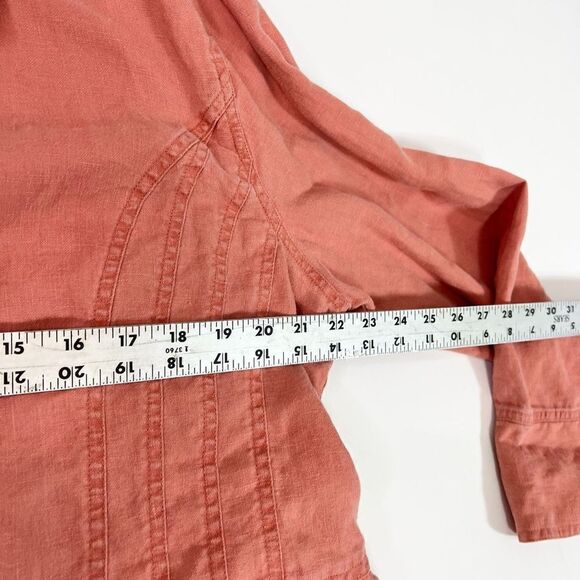 J Jill Jacket Womens 18 Linen Pink Peach Button Front Lightweight Long Sleeve - Picture 4 of 7